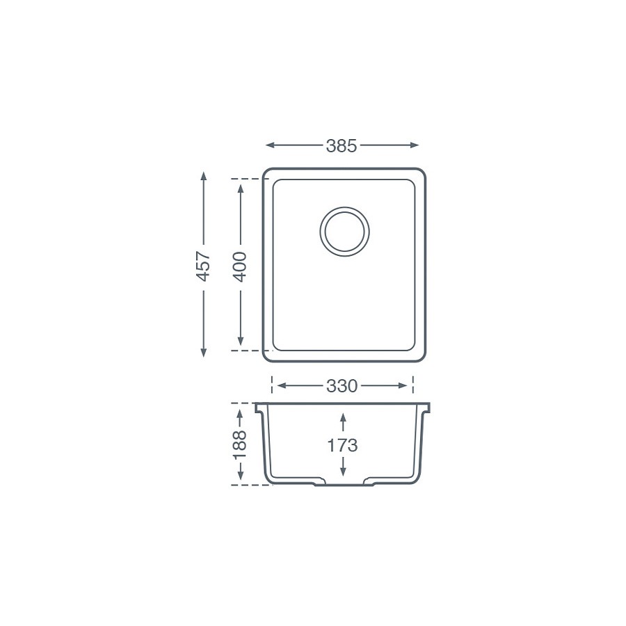 Han 1.0 bowl Bright White Solid Surface Sink Dimensions