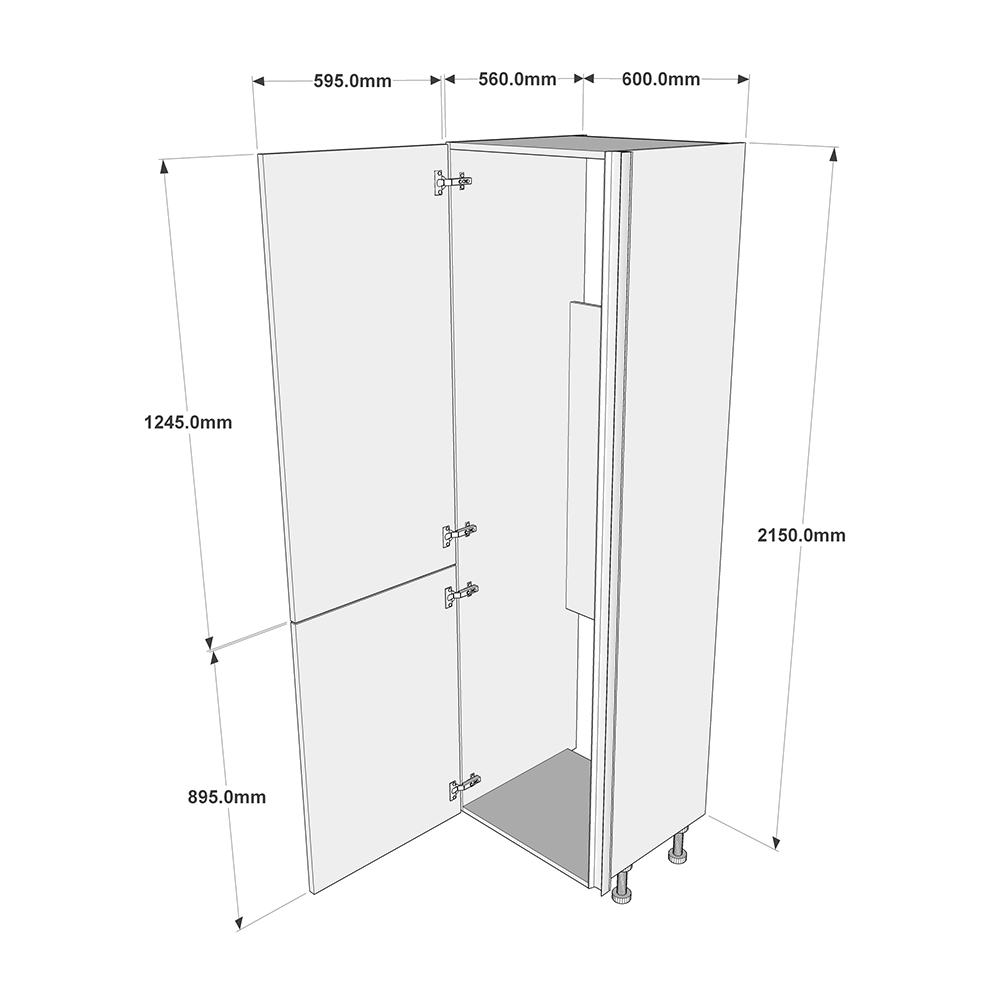 600mm True Handleless 50/50 Fridge Freezer Housing - LH Hinge (High) Dimensions