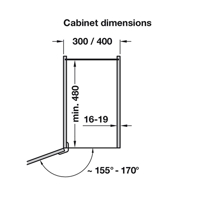 400mm Swing Out Larder Mechanism Cabinet Dimensions