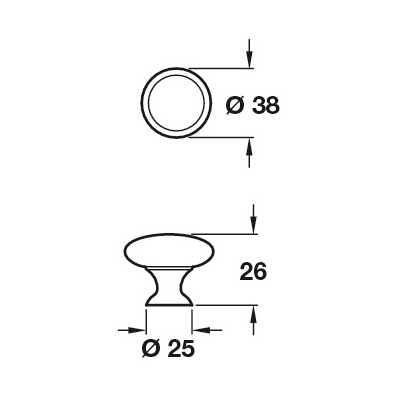 Delilah - Knob - Polished Chrome Dimensions