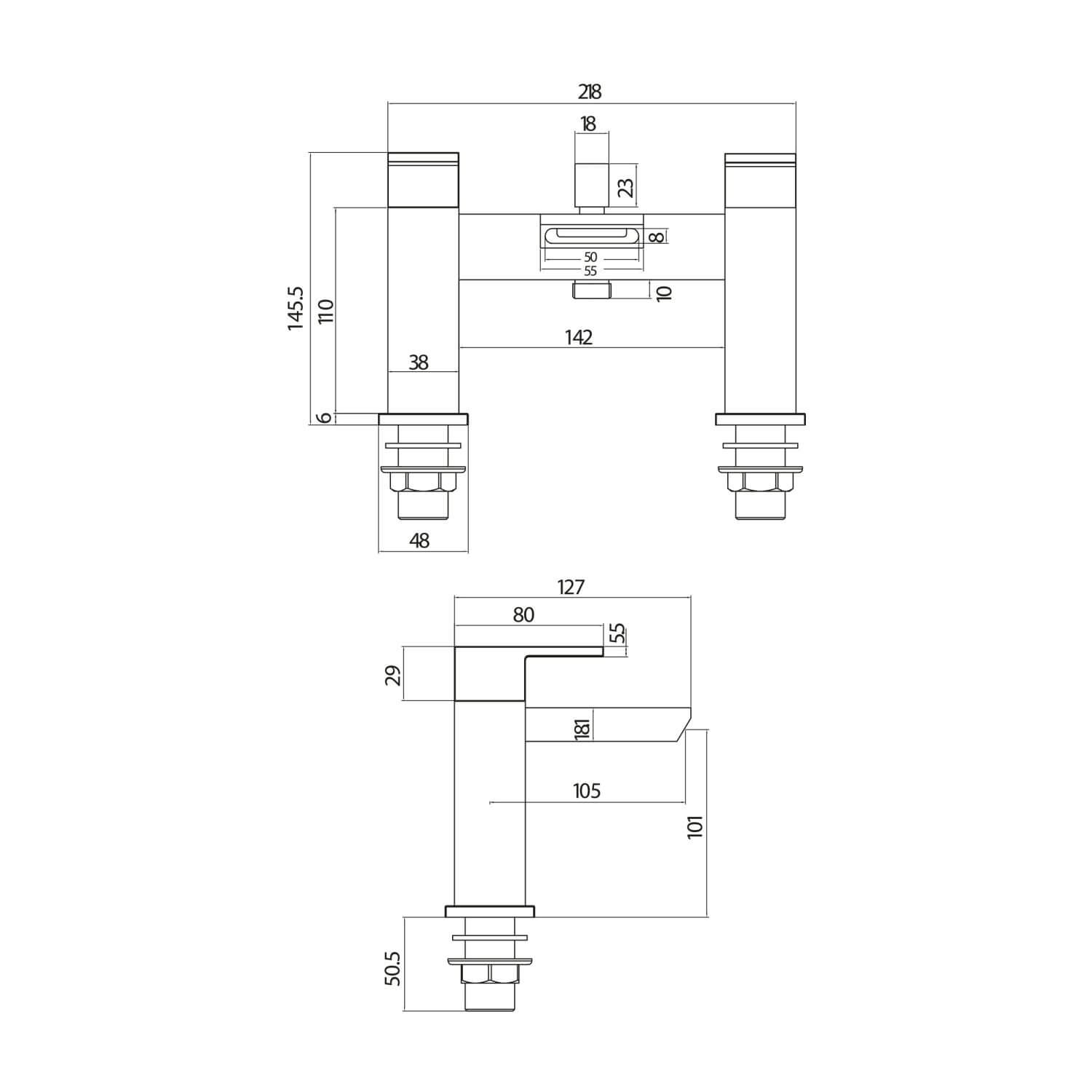 Eve Bath Shower Mixer with shower kit and wall bracket TAP113_2