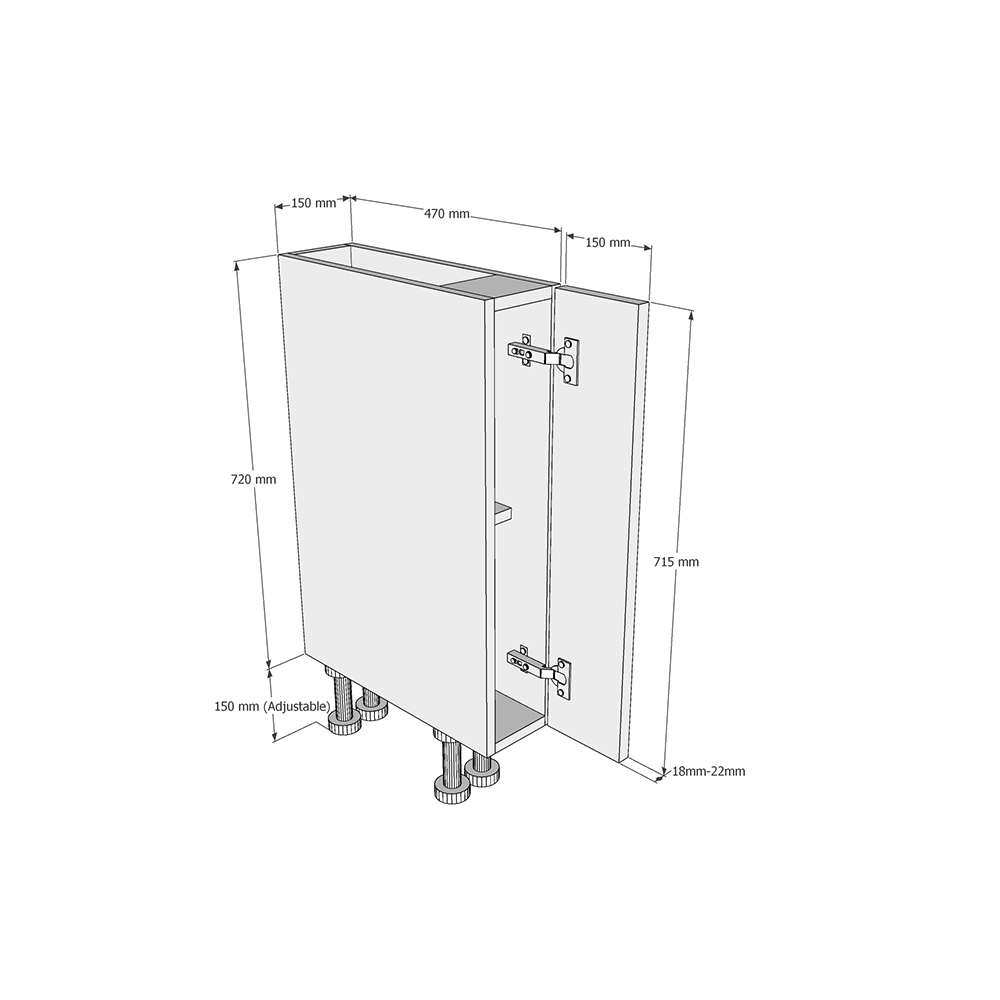 150mm Highline Base Unit (470mm Deep) Dimensions