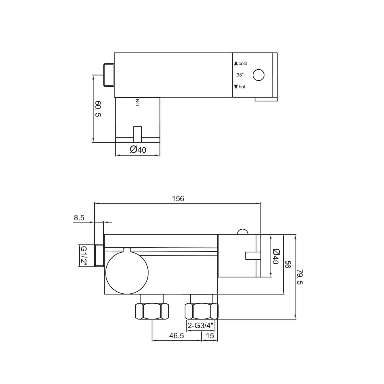 Thermostatic Vertical Valve for Douche DOUCHE003_2