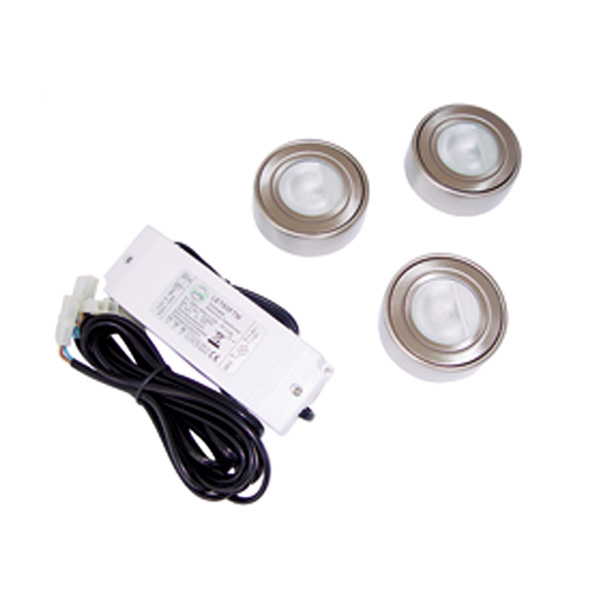 3 x LED Cabinet Lights Kit - Round LED 3 Light Kit