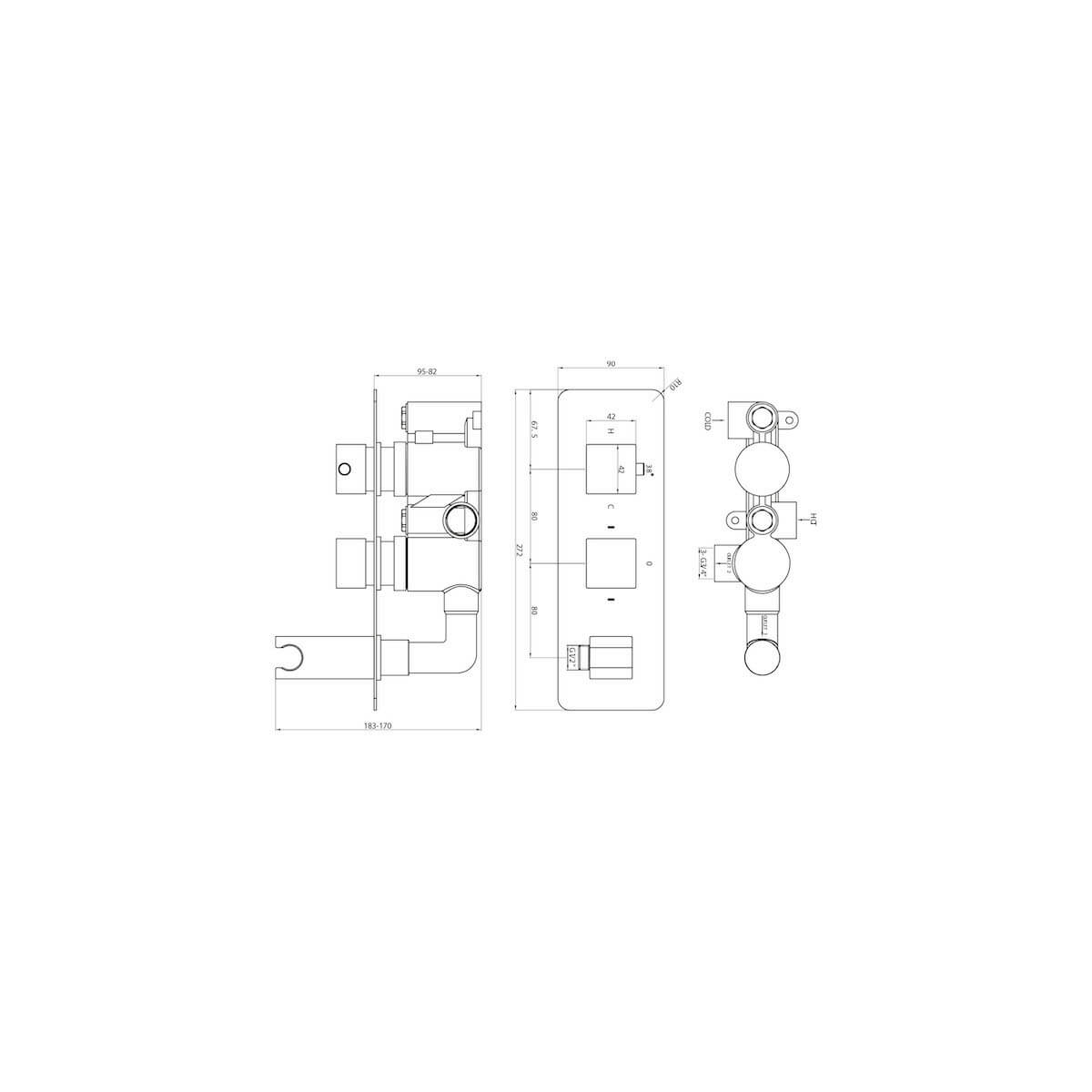 Square concealed shower valve bath filler - Chrome CONCEALED010_2