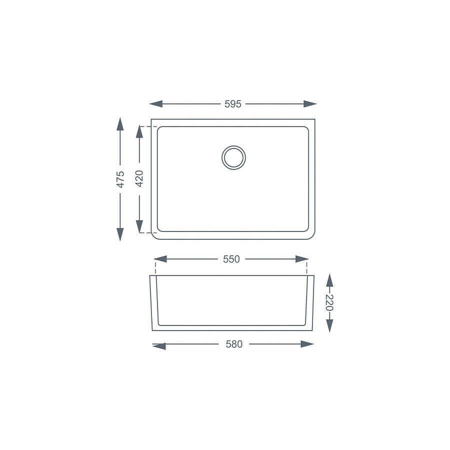 Bailey 1.0 bowl Ceramic White Belfast Sink Dimensions