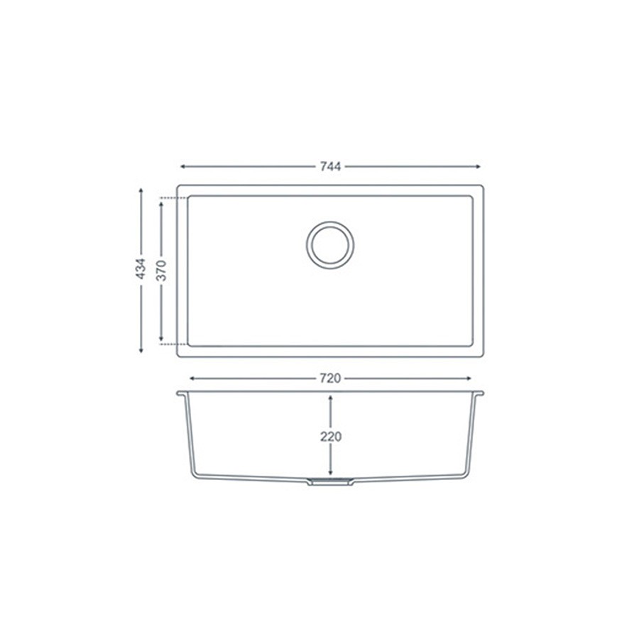 Thames 1.0 bowl Graphite Black Granite Undermount/Inset Sink Dimensions