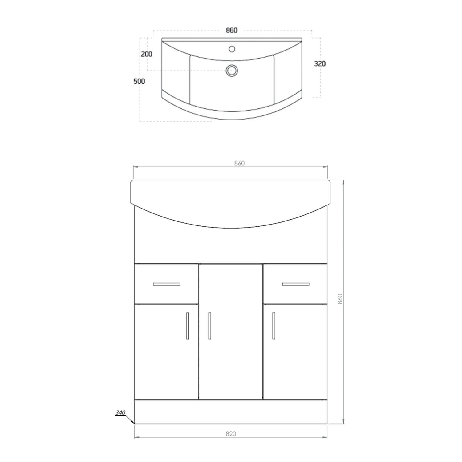 Lanza 850mm Basin Unit - Anthracite LANZA-850-BASINUNIT-ANTHRACITE_3