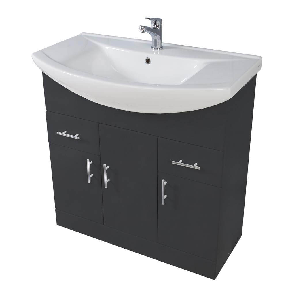 Lanza 850mm Basin Unit - Gloss White POLAR-850-BASINUNIT_2