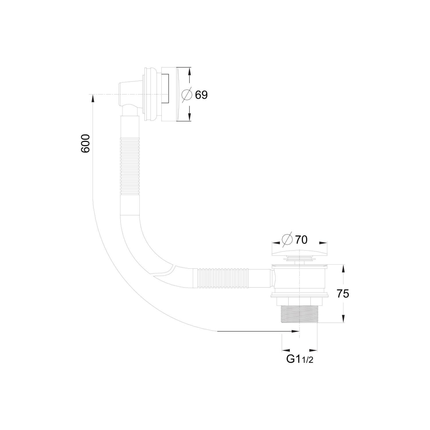 Round Sprung Bath Waste - EASY CLEAN WASTE90_2