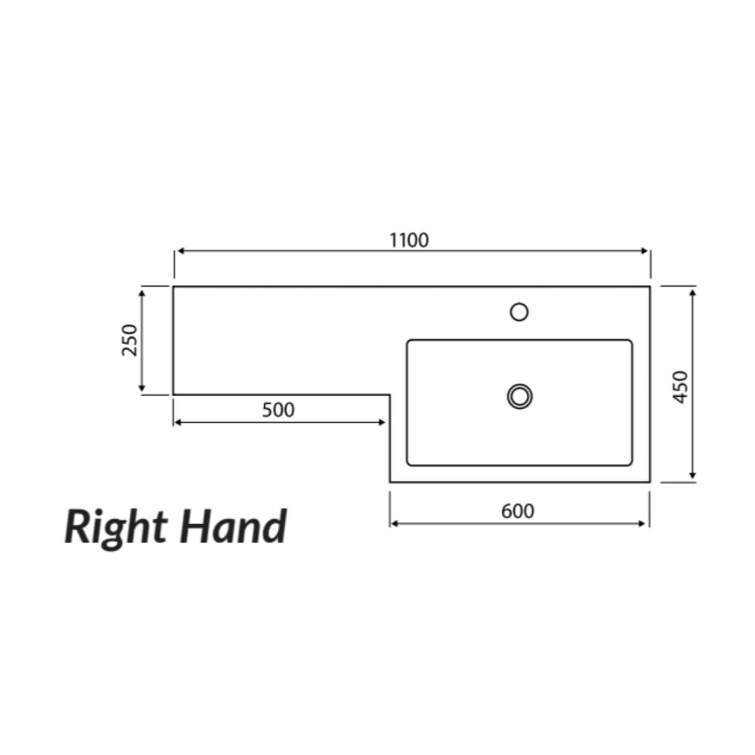 Lili 1100mm Sculptured Stone Basin Left and Right Hand Options L-1100-RIGHT_2