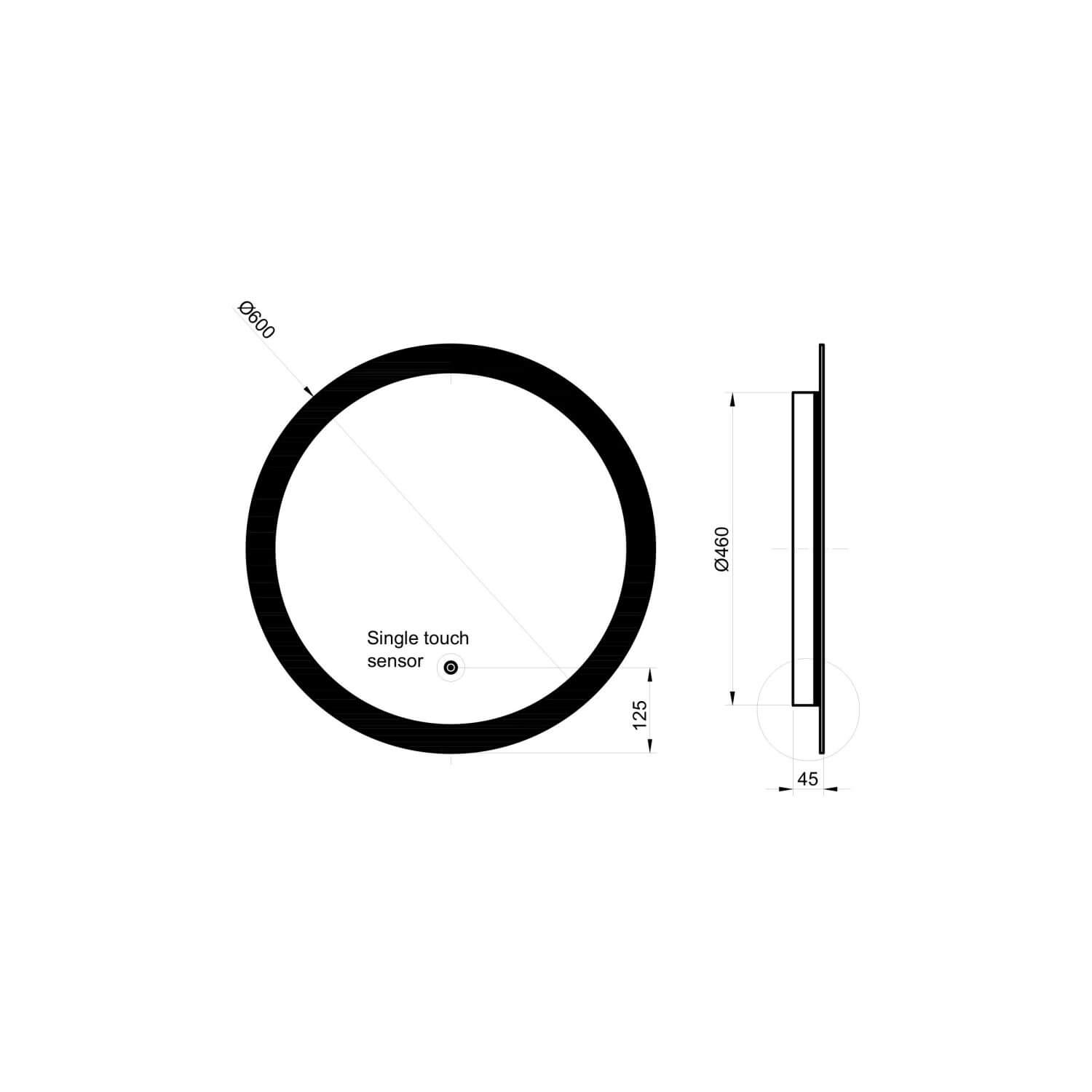 Lunar LED Mirror with Demister Pad - 600 Diameter LUNAR60_2
