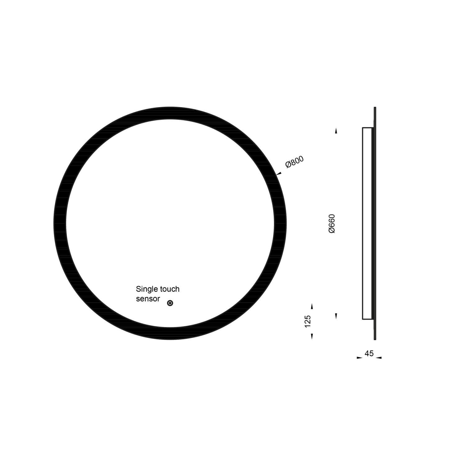 Lunar LED Mirror with Demister Pad - 800 Diameter LUNAR80_2