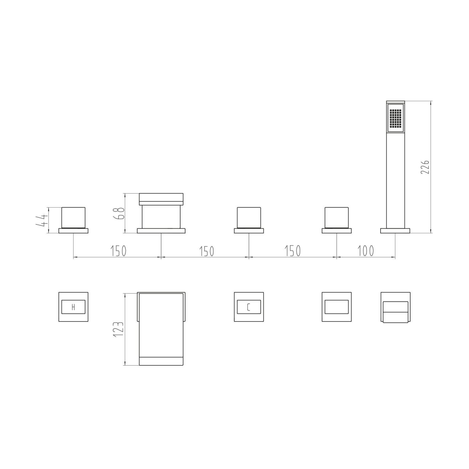 Miami 5 Hole Bat Shower Mixer TAP126_2