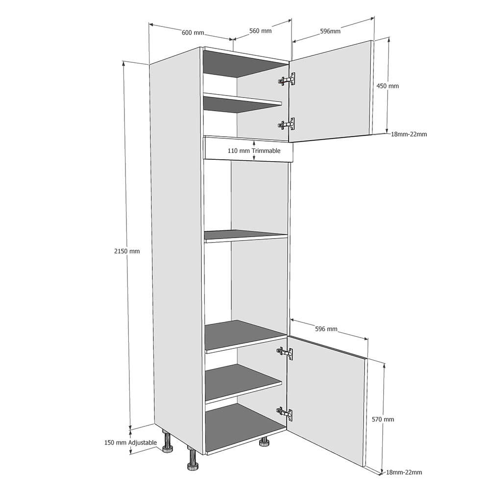 600mm True Handleless Tall Single Oven & Microwave Oven Housing - RH ...