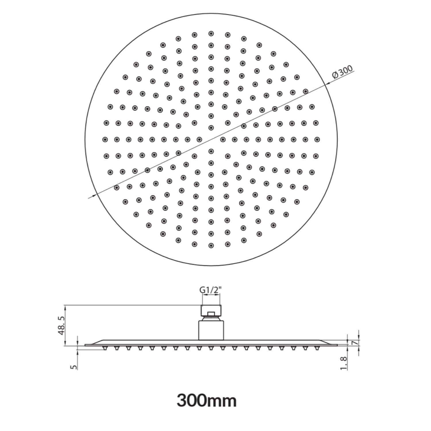 Mono Black Round Shower Head 300mm BLACK014ORB_2