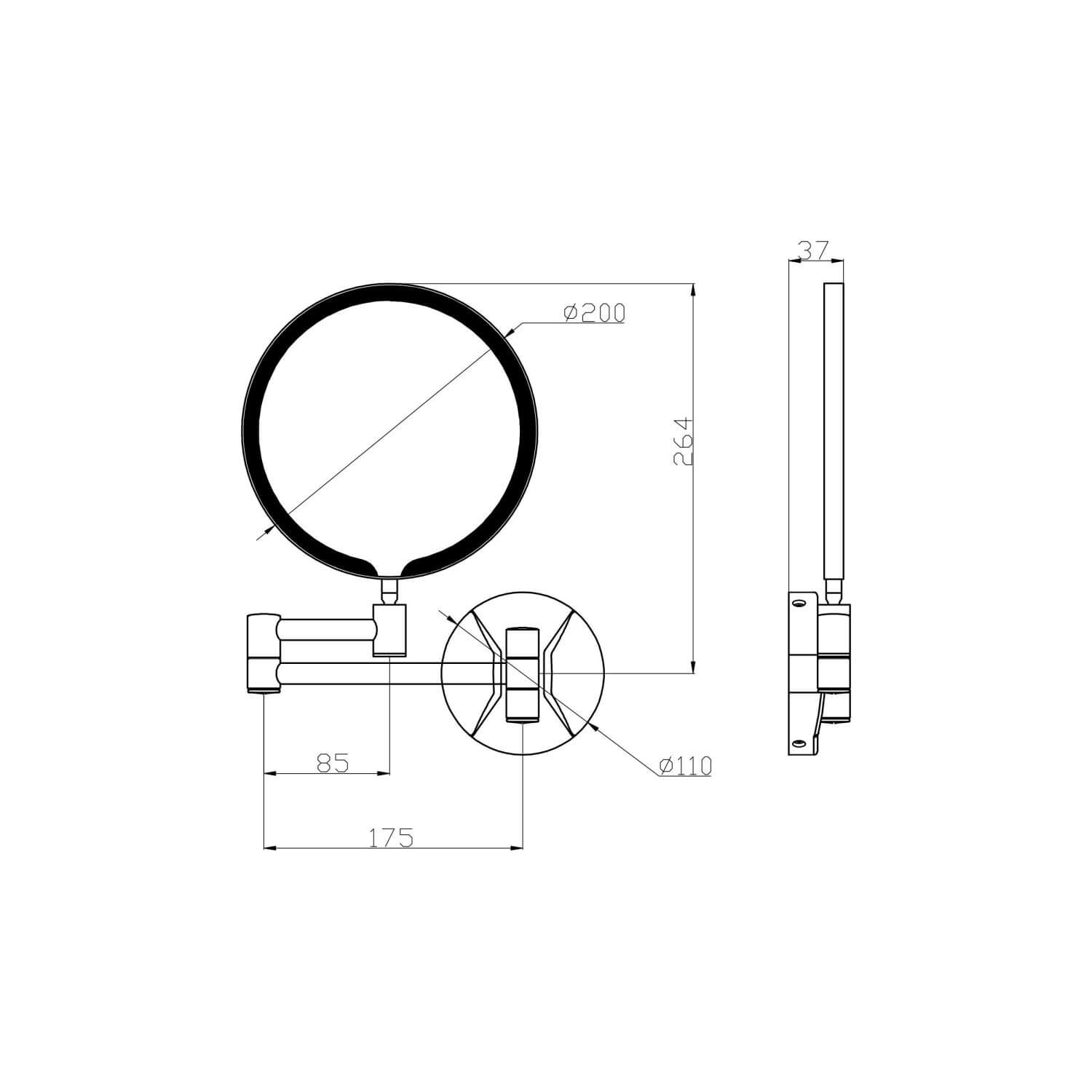 Chrome Round make up LED Mirror Wall Mounted MIRR005RNDMUP_2