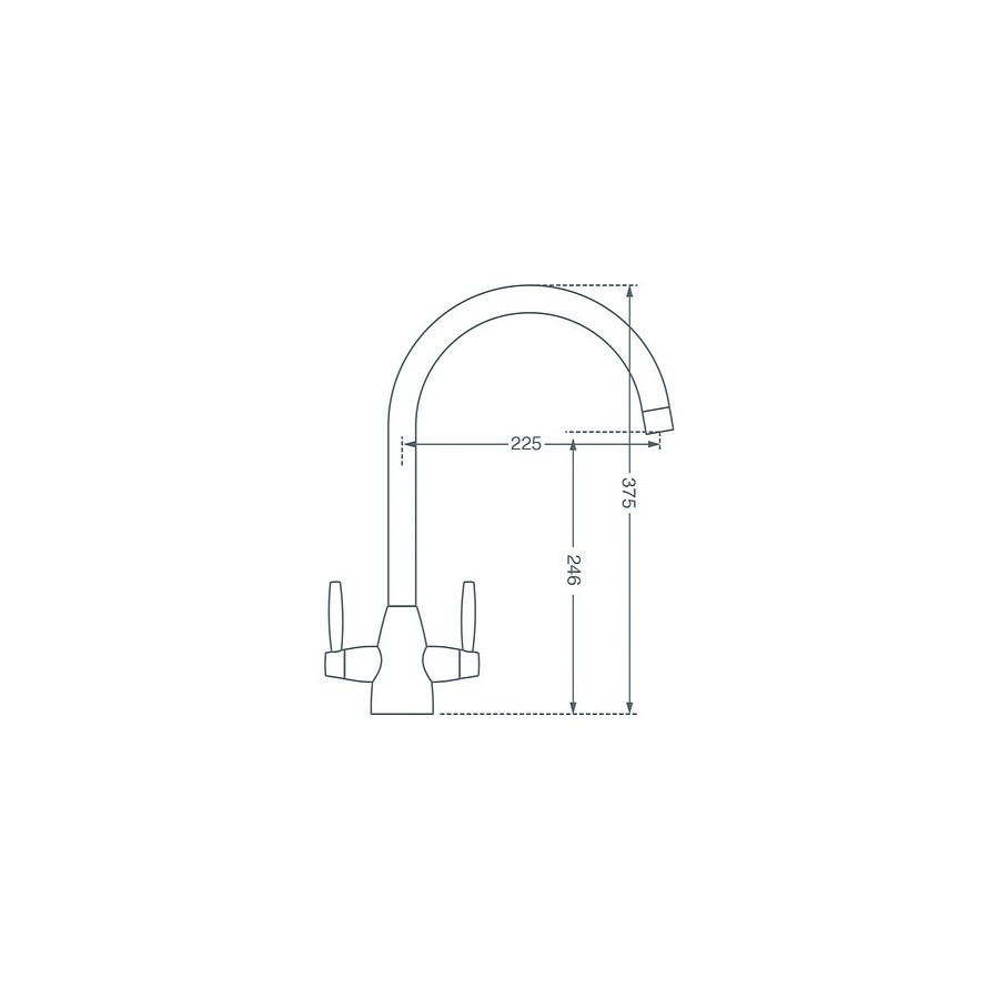 Rega Chrome Twin Lever Mixer Tap Dimensions