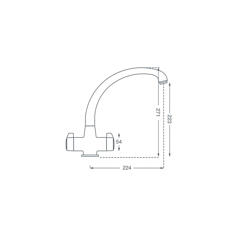 Volga Chrome Twin Lever Mixer Tap Dimensions