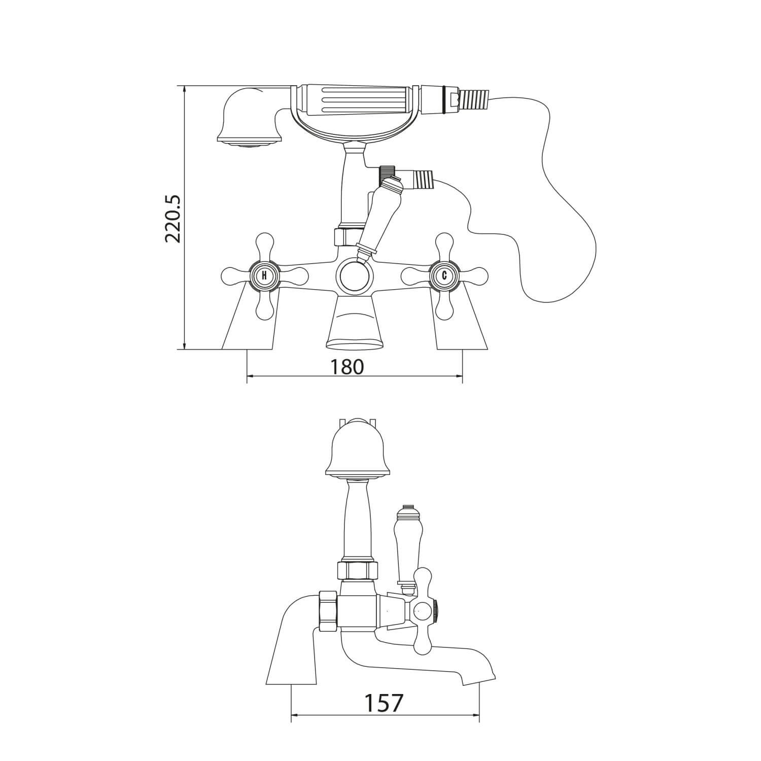Classica Chrome Bath Shower Mixer with Cradle TAP006_2