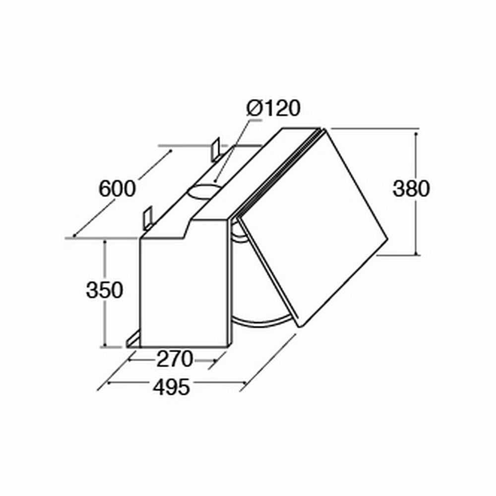 CDA EIN60FSI 60cm Integrated Extractor, Silver, Includes grease filter Dimensions