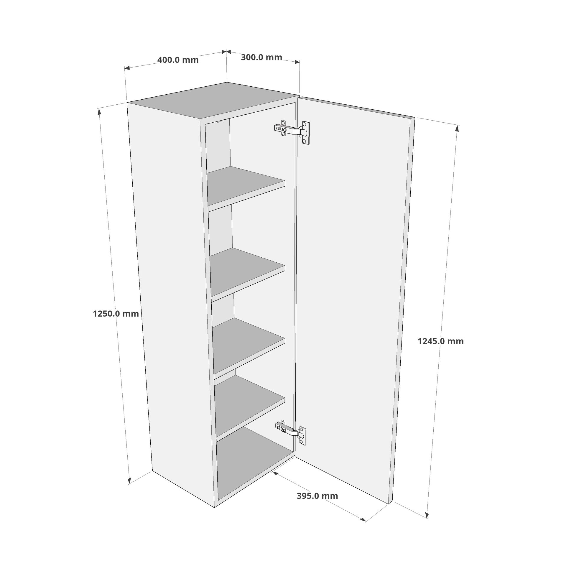 400mm Single Door Larder Wall Unit Dimension