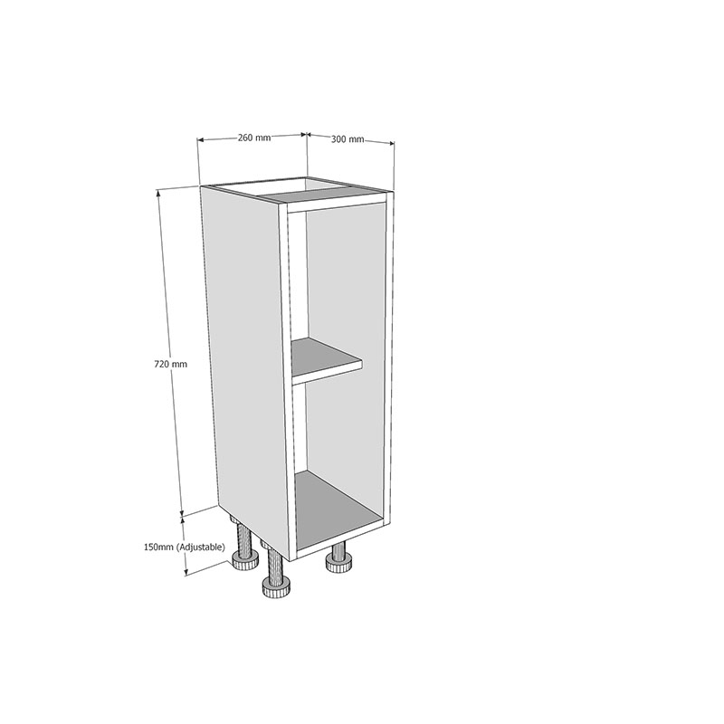 260mm Open Base Unit (300mm Deep) Dimension