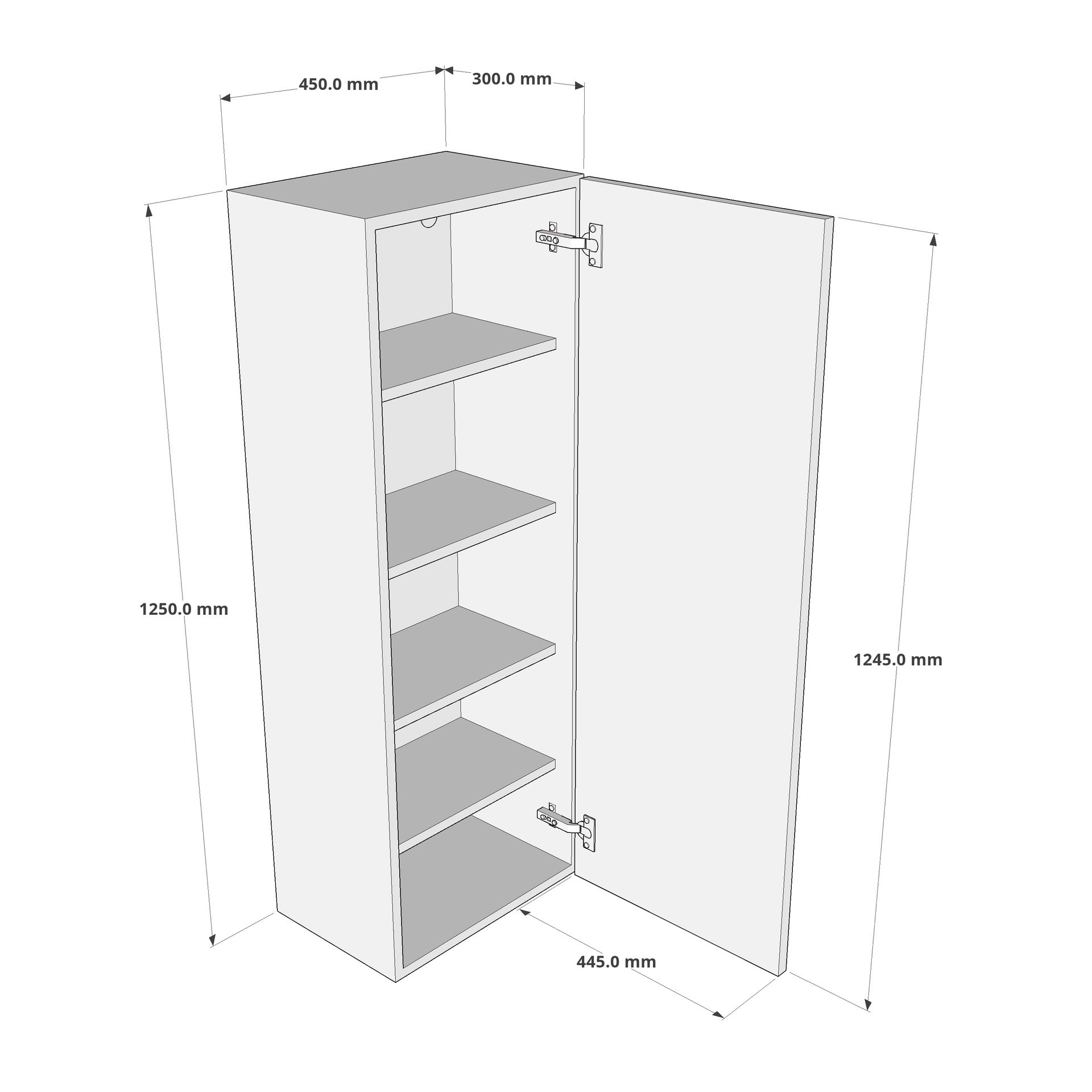 450mm Single Door Larder Wall Unit Dimension