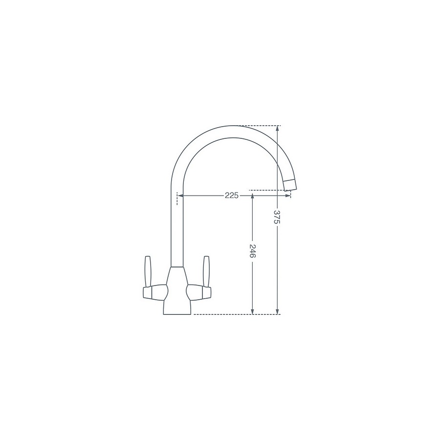 Dniester Grey and Brushed Steel Twin Lever Mixer Tap Dimensions