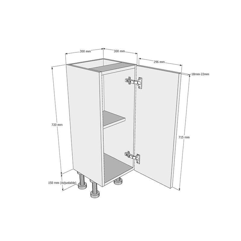 300mm Highline Base Unit (300mm Deep) Dimensions