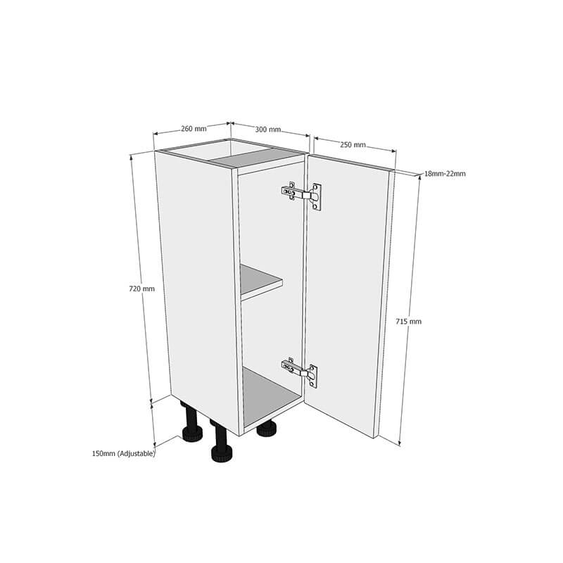 260mm Highline Base Unit (300mm Deep) Dimensions