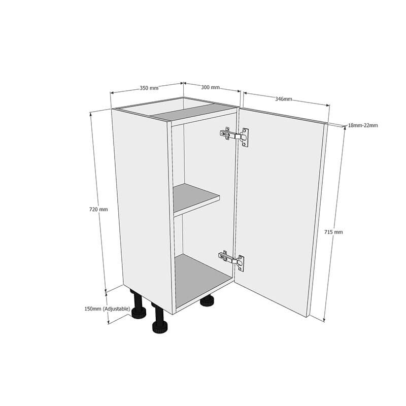 350mm Highline Base Unit (300mm Deep) Dimensions