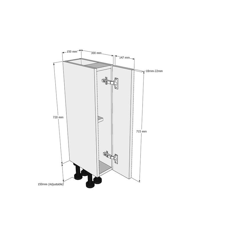 150mm Highline Base Unit (300mm Deep) Dimensions