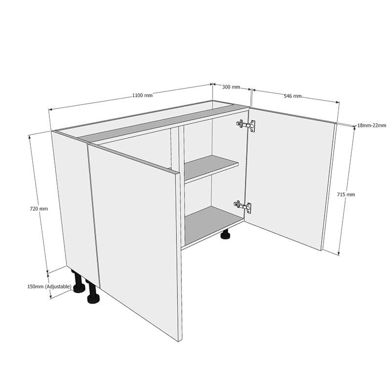 1100mm Highline Base Unit (300mm Deep) Dimensions