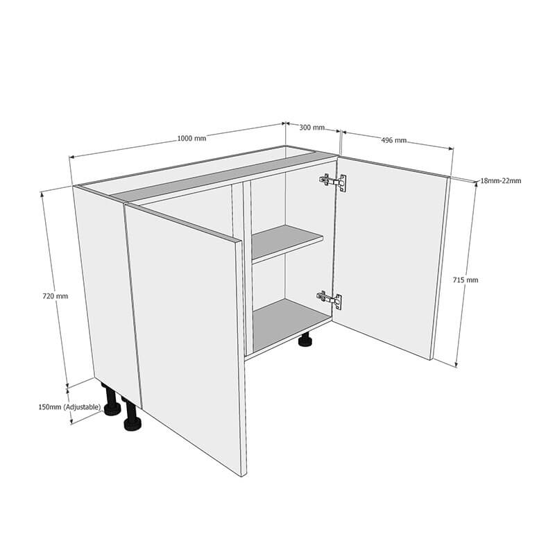 1000mm Highline Base Unit (300mm Deep) Dimensions