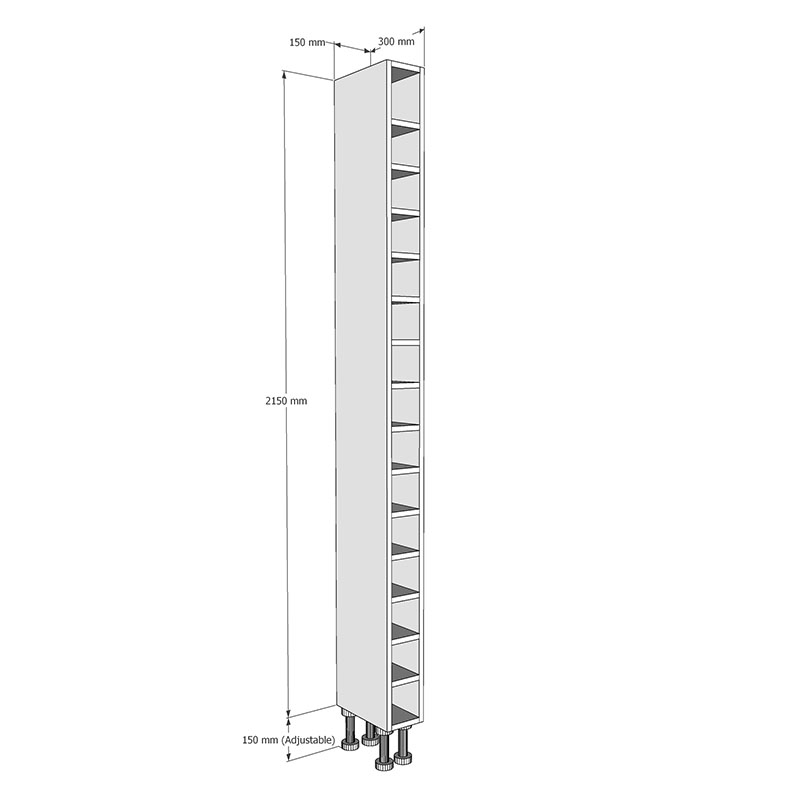 150mm Tall Wine Unit (High) (2150mm) - (Carcase material) Dimensions