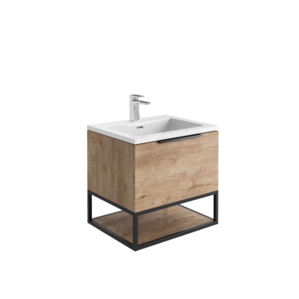 Ambience Black Frame with Dual Colour Shelf - 60x48x20cm - Rustic Oak/Grey Oak/Matt White/ Matt Grey AMBIENCE-FRAME-60X48X20_2