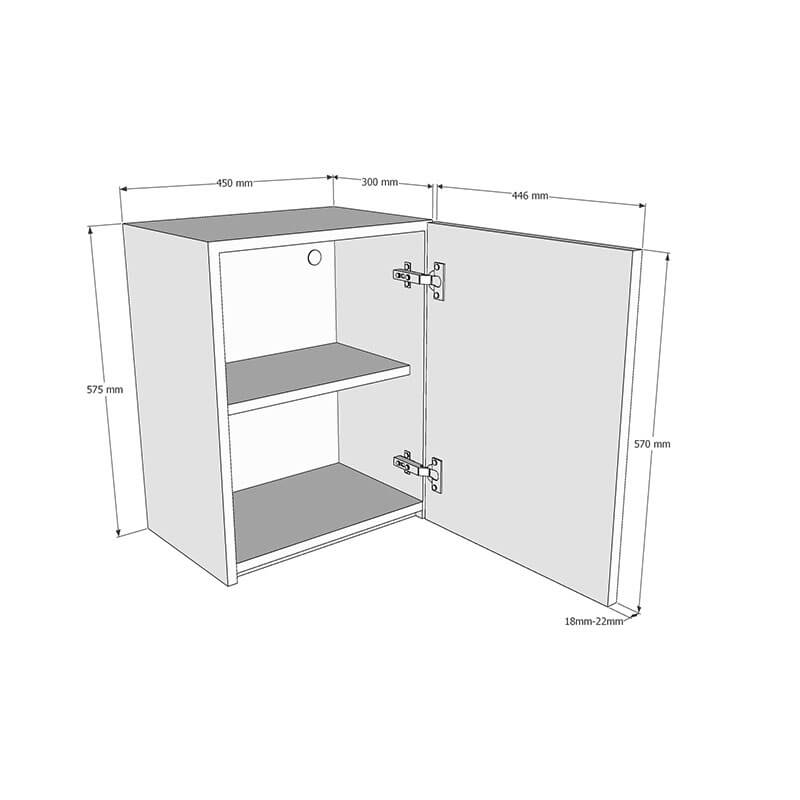 450mm True Handleless Wall Unit (Low) Dimensions