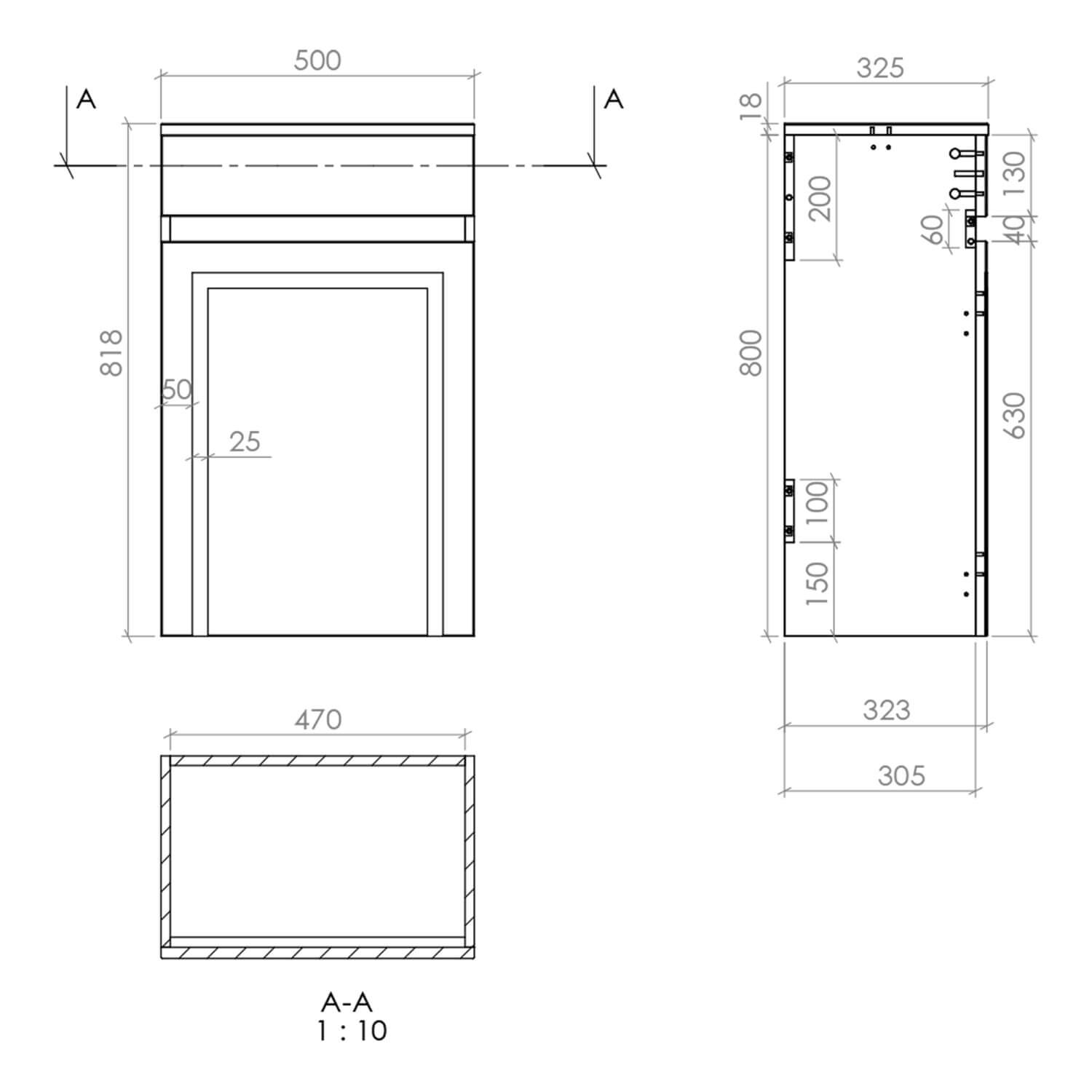 500mm Classica WC Unit - Chalk White CLASSICA-500-WC-CHWTE_4