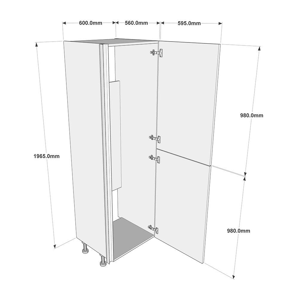 600mm True Handleless 50/50 Fridge Freezer Housing - RH Hinge (Medium) Dimensions