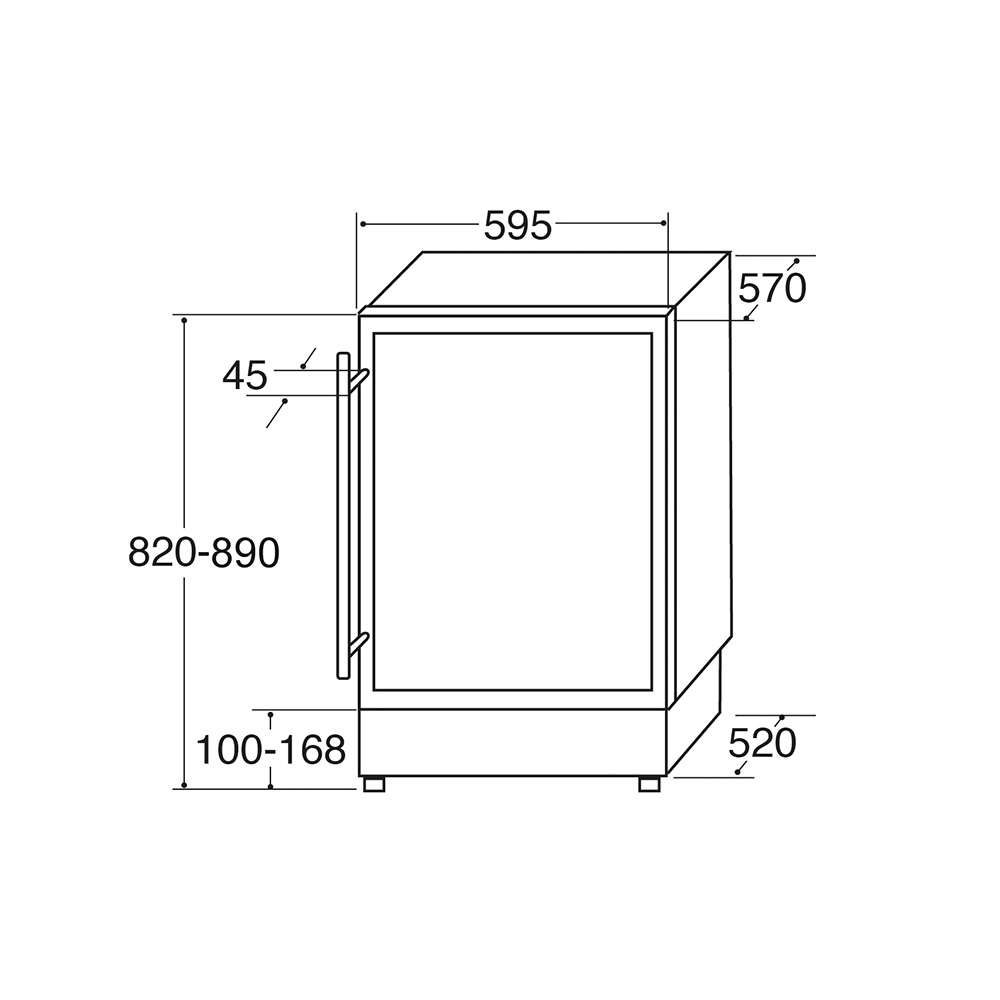 CDA FWC604SS 600mm Under Counter Wine Cooler, Stainless Steel, 45 Bottle Dimensions