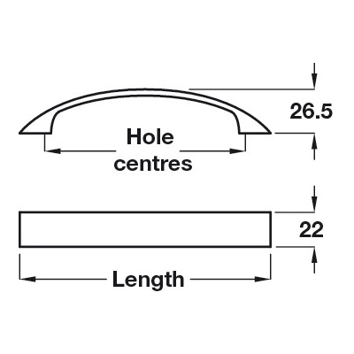 Hector - Bow Handle - Stainless Steel Effect - Various Sizes Dimensions