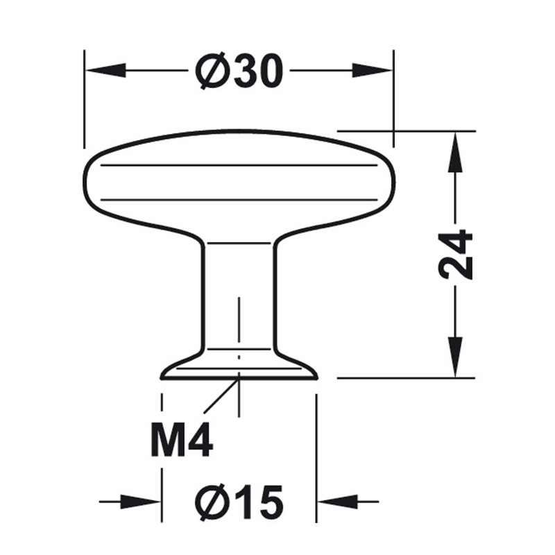 Daplyn - Knob - Stainless Steel Effect Dimensions