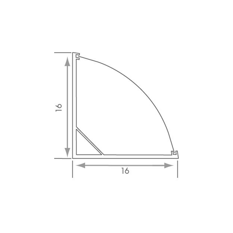 Angled Extrusion inc. Diffuser & End Caps for Flexi LED Strip Angled Extrusion Dimensions