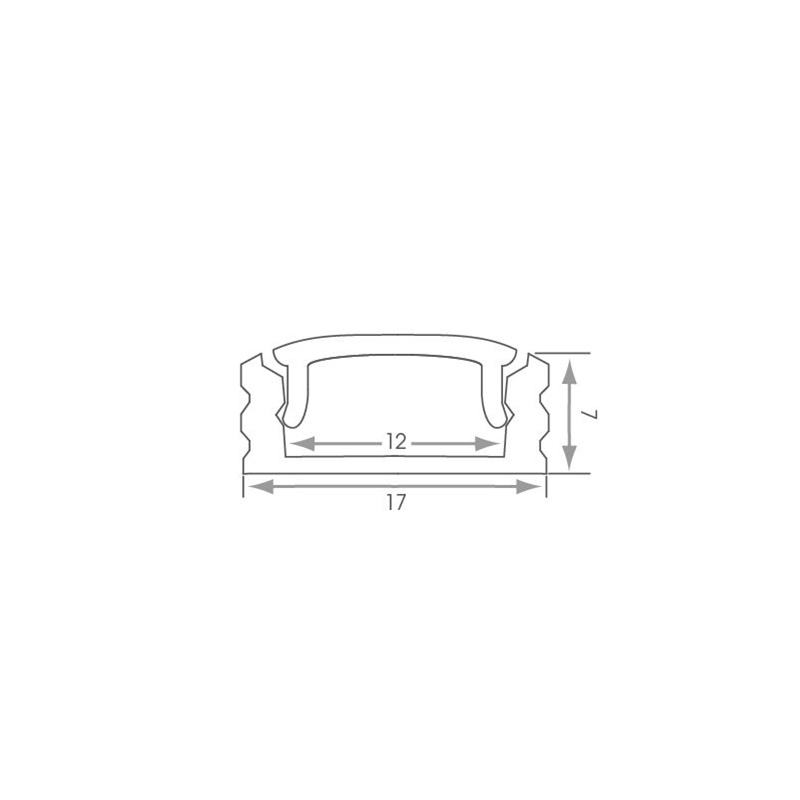 2m Surface Mount Extrusion inc. Diffuser & End Caps for Flexi LED Strip 2m Surface Mount Extrusion Dimensions