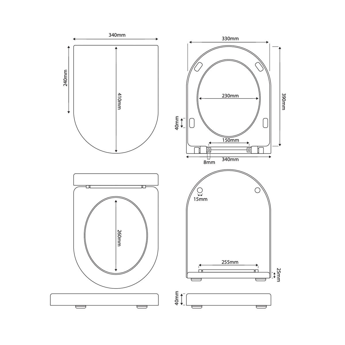 Duroplast D Shape Top Fix Soft Close Seat