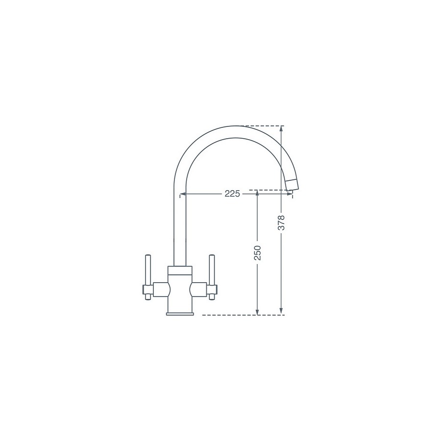 Dnieper  Grey and Brushed Steel Twin Lever Mixer Tap Dimensions