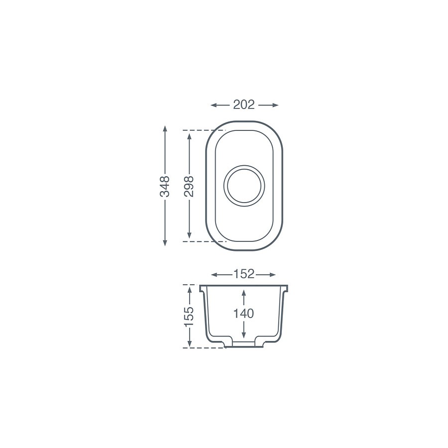 Amur 0.5 bowl Bright White Solid Surface Sink Dimensions