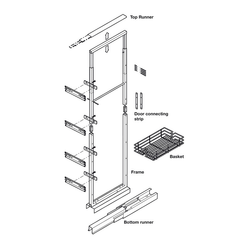 400mm Soft Close Pull Out Larder Mechanism Dimensions