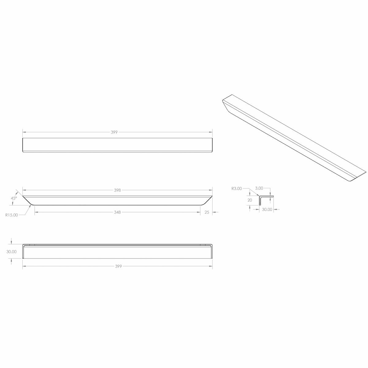 Chevron 40cm Handle - Chrome CHEVRON-40HANDLE-CHROME_3